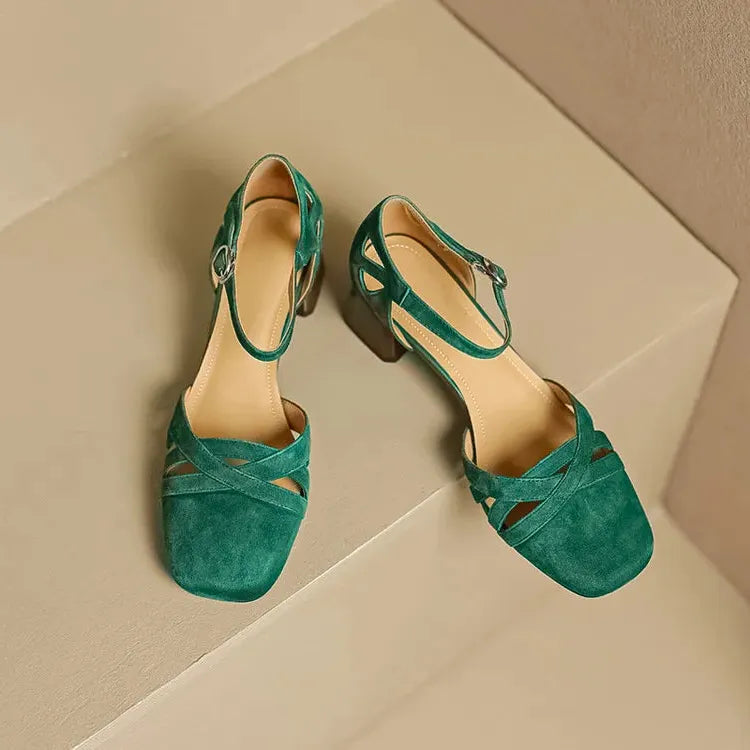 Suede Open-Toe Heeled Sandals for Women - Casual or Dressy Wear