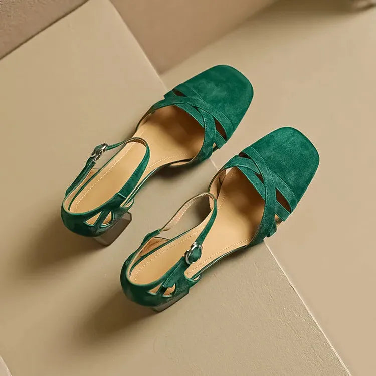 Suede Open-Toe Heeled Sandals for Women - Casual or Dressy Wear