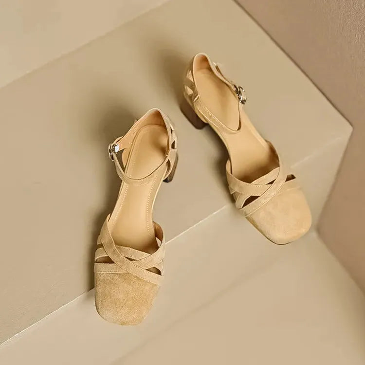 Suede Open-Toe Heeled Sandals for Women - Casual or Dressy Wear