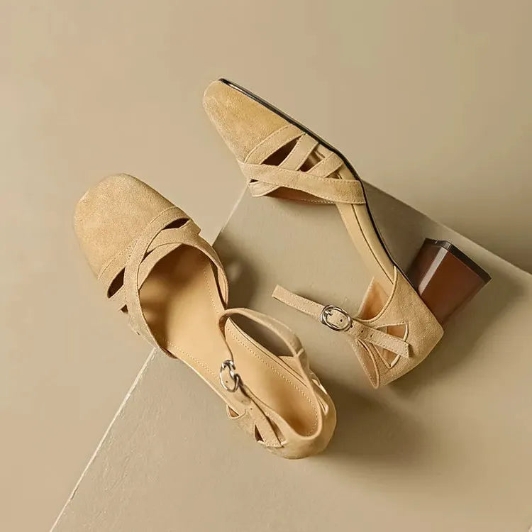 Suede Open-Toe Heeled Sandals for Women - Casual or Dressy Wear