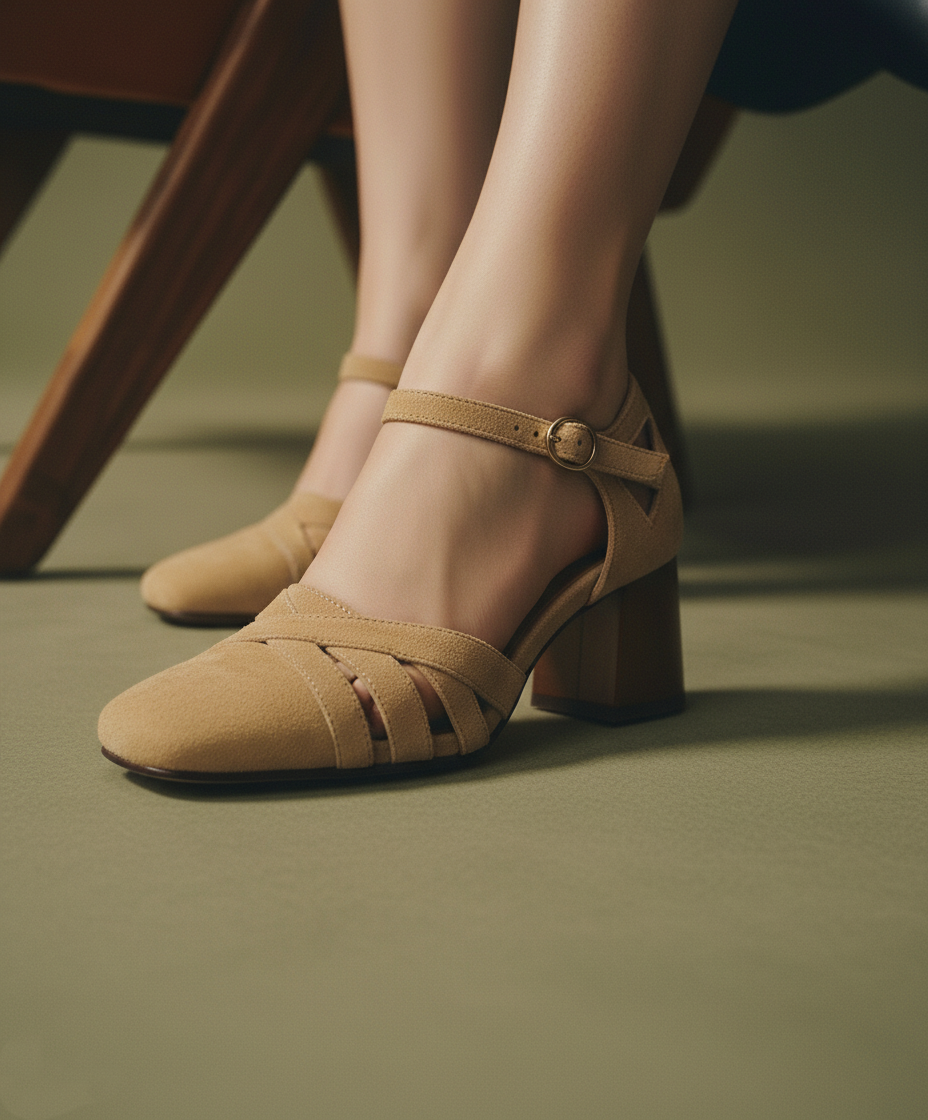 Suede Open-Toe Heeled Sandals for Women - Casual or Dressy Wear