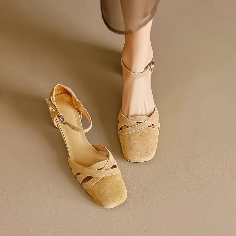 Suede Open-Toe Heeled Sandals for Women - Casual or Dressy Wear