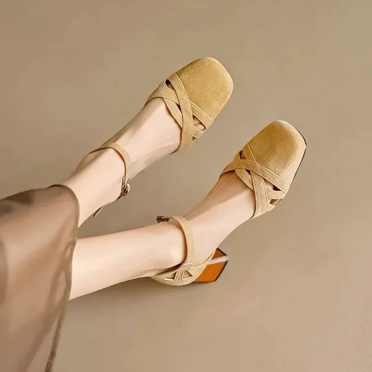 Suede Open-Toe Heeled Sandals for Women - Casual or Dressy Wear