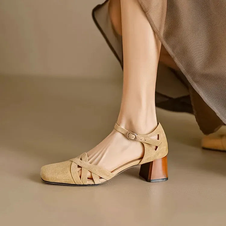 Suede Open-Toe Heeled Sandals for Women - Casual or Dressy Wear