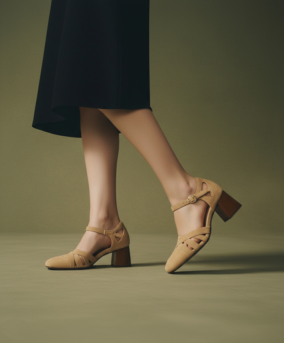 Suede Open-Toe Heeled Sandals for Women - Casual or Dressy Wear