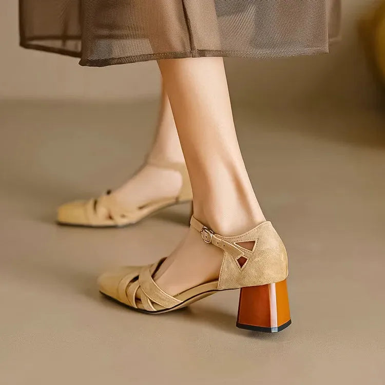 Suede Open-Toe Heeled Sandals for Women - Casual or Dressy Wear