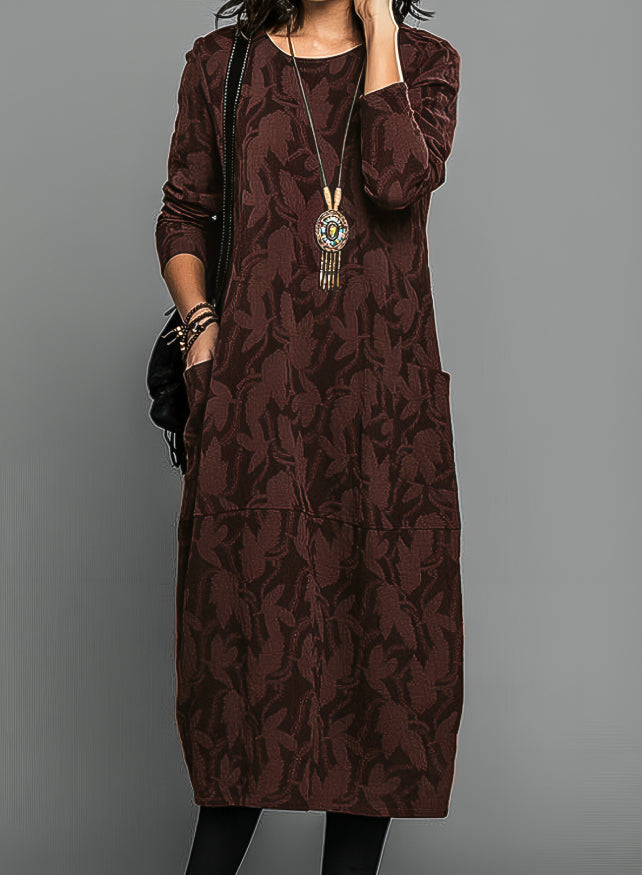 A-Line Long Sleeve Winter Dress in Warm Fabric for Casual or Formal Wear