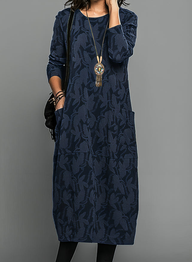 A-Line Long Sleeve Winter Dress in Warm Fabric for Casual or Formal Wear