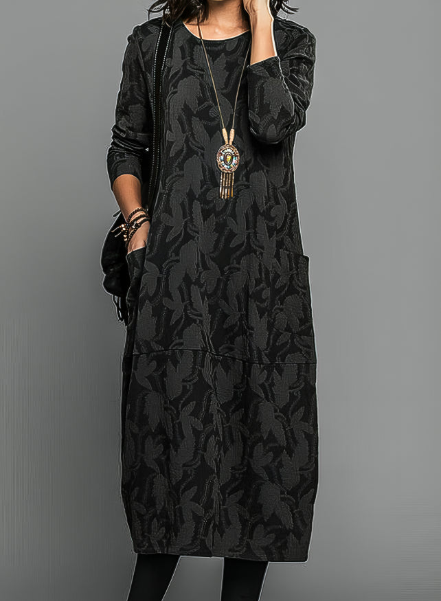 A-Line Long Sleeve Winter Dress in Warm Fabric for Casual or Formal Wear