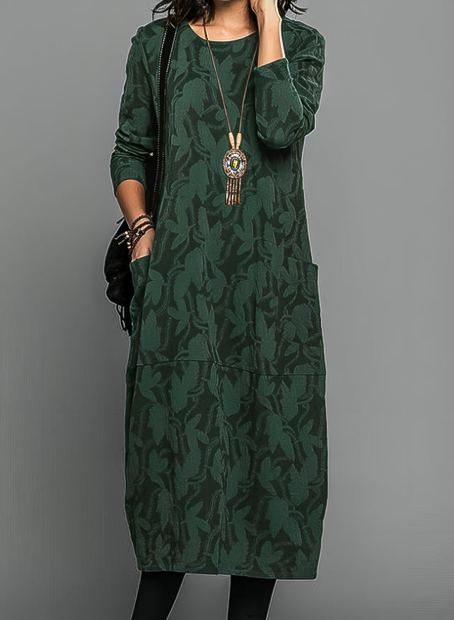 A-Line Long Sleeve Winter Dress in Warm Fabric for Casual or Formal Wear