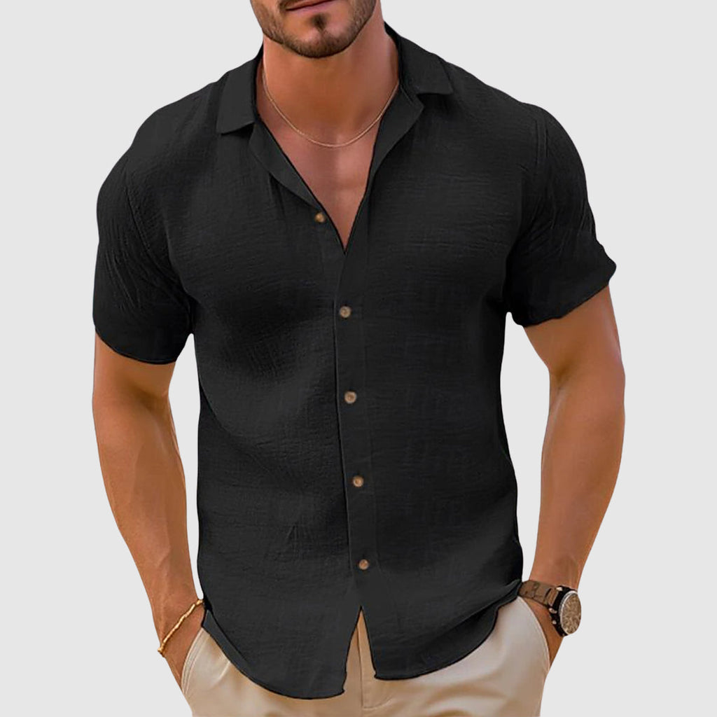 Men's Short Sleeve Casual Shirt - Lightweight Cotton for Everyday Wear