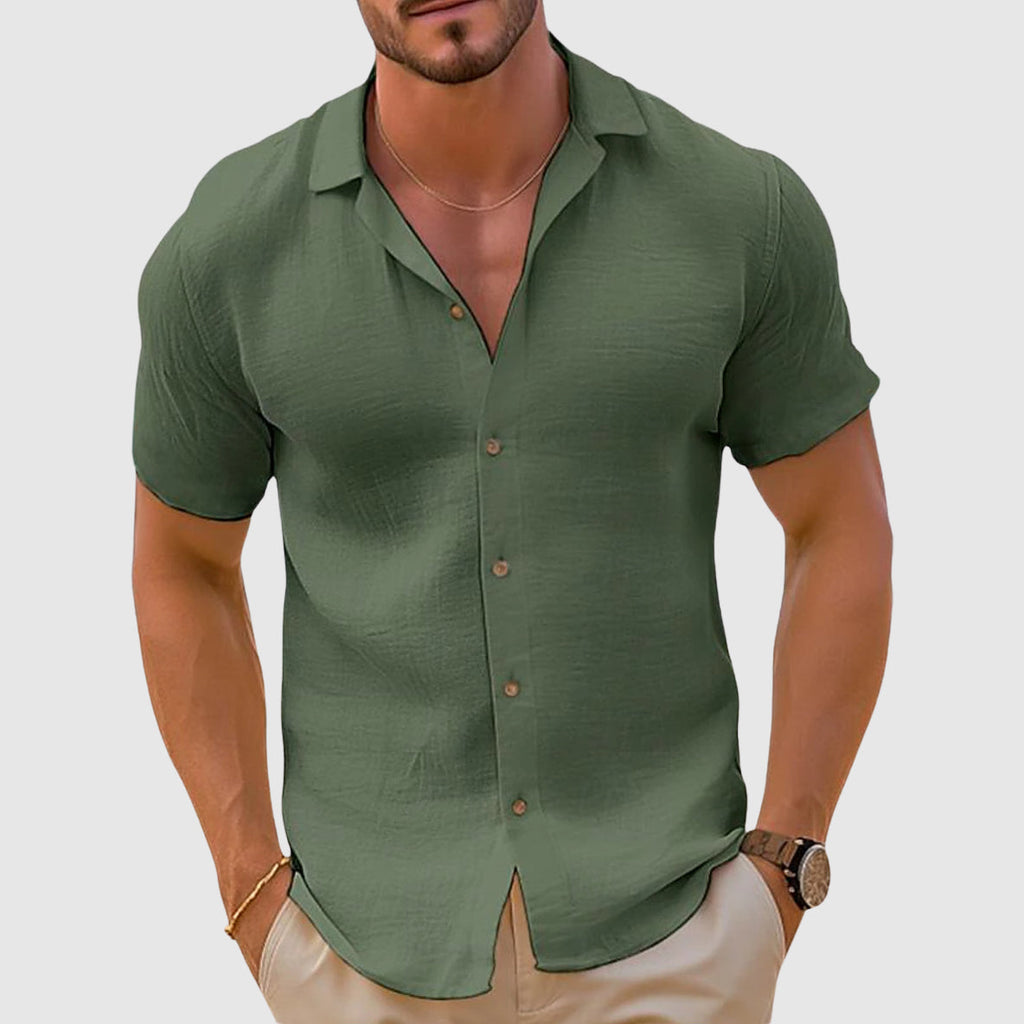 Men's Short Sleeve Casual Shirt - Lightweight Cotton for Everyday Wear