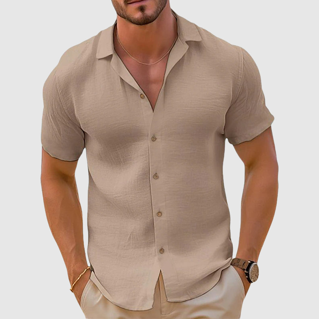 Men's Short Sleeve Casual Shirt - Lightweight Cotton for Everyday Wear