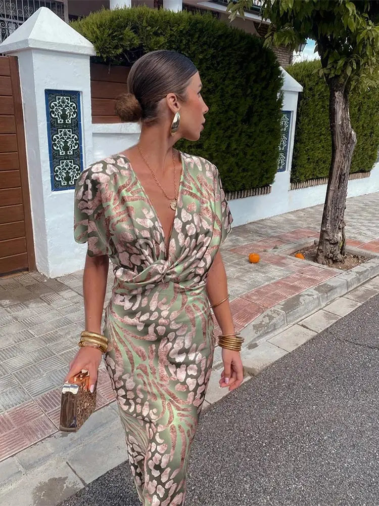 Women's Summer Dress - Lightweight Printed Fabric, Short Sleeve Casual Wear