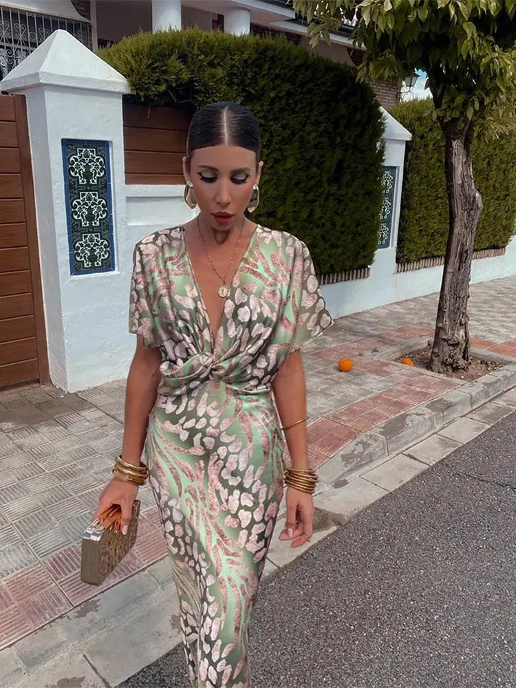 Women's Summer Dress - Lightweight Printed Fabric, Short Sleeve Casual Wear