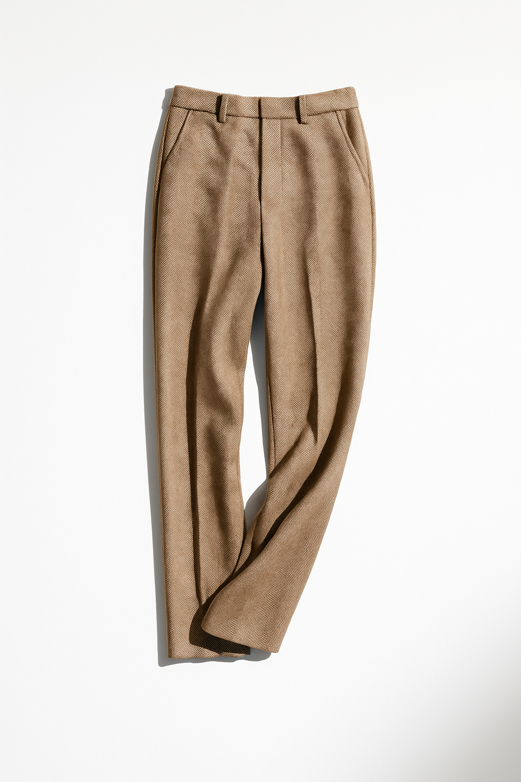 Wool Herringbone Trousers for Women - Classic Fit Dress Pants for Office & Casual